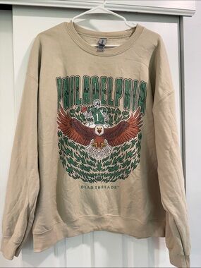 Philadelphia Eagle Graphic Crewneck Sweater - Beige/Green/Brown
